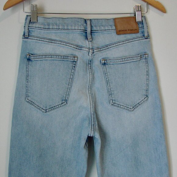 Aritzia Denim Forum Arlo High Rise Straight Jeans Raw Hem Organic Cotton Size 27 - Picture 10 of 13